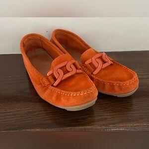 Piero Masetti Orange Leather Mocasín Made in Spain sz 38 ladies size US 7.5